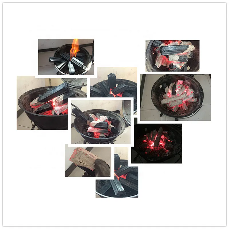 HQBQ0006 Hongqiang Hot selling Odorless Square Hexagonal BBQ Bamboo Charcoal  Hookah Coal