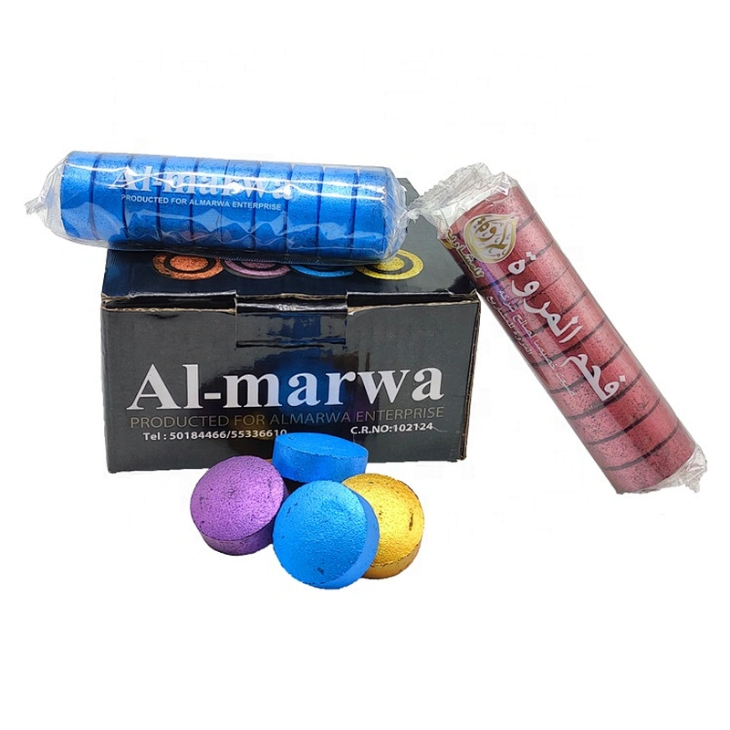 HQRM3380 HongQiang Quick Burning Wholesale Smokeless Colorful Charcoal Fast Burning Round Charcoal