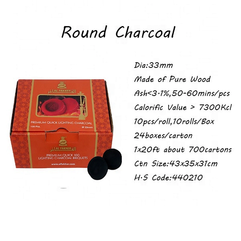 HQRM3301 HongQiang coal for hookah initant light charcoal Shisha Charcoal Round Charcoal