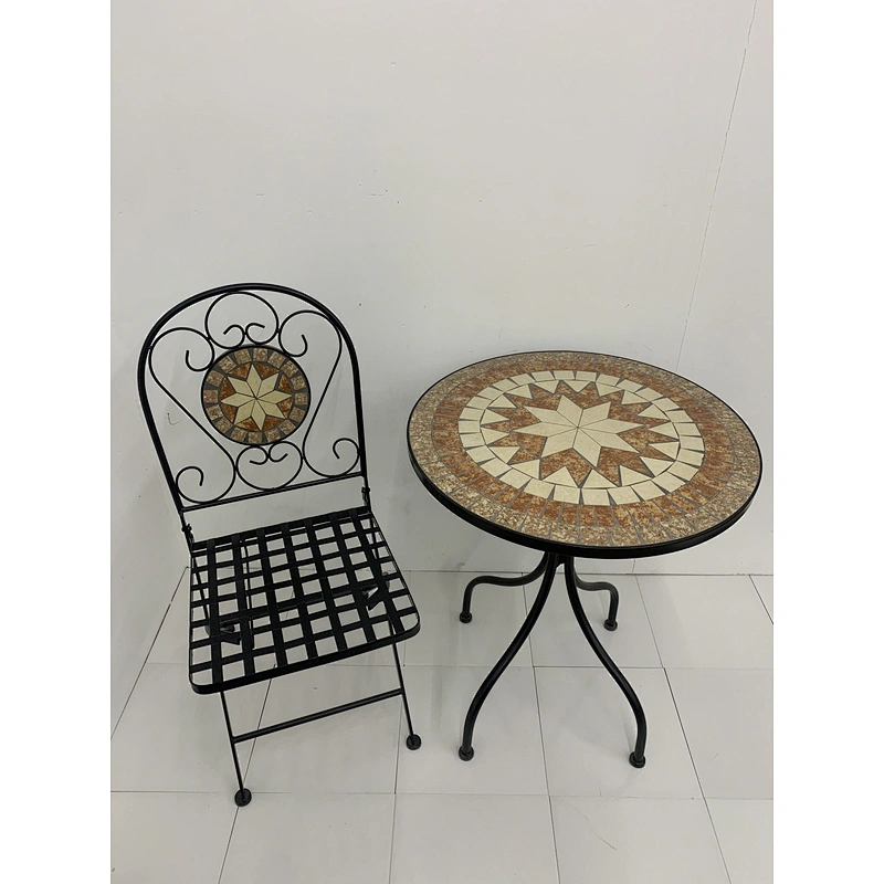 HQ-M0009 HongQiang garden furniture mosaic tile table with chairs bistro set
