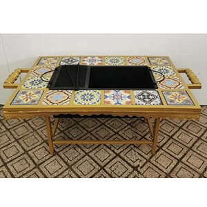 HQMF-S6442 HongQiang Mosaic Fire Pit Ourdoor Rectangular Tile Fire Table BBQ Grill for Garden
