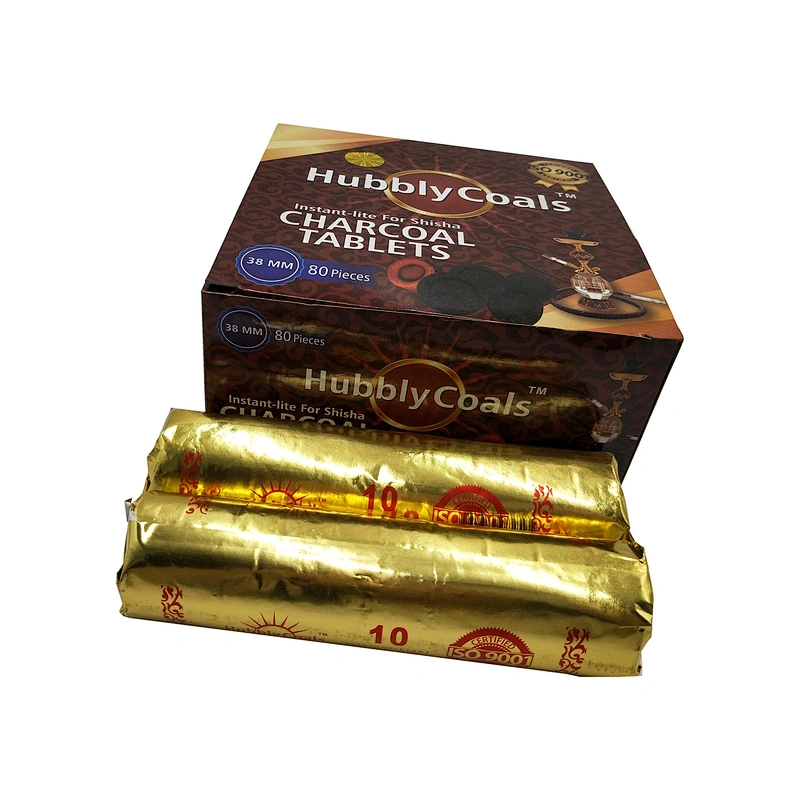 HQRH3880 Hong Qiang Fruit Wood Round Quick Lighting Hookah Incense Charcoal