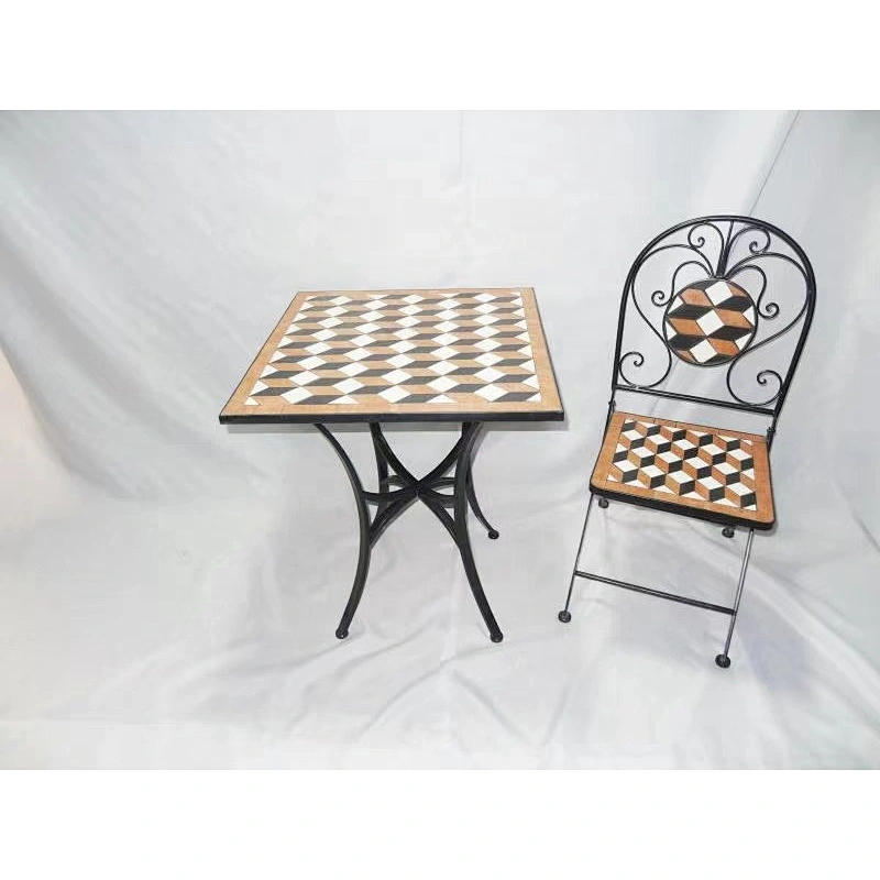 HQ-M0009 HongQiang garden furniture mosaic tile table with chairs bistro set