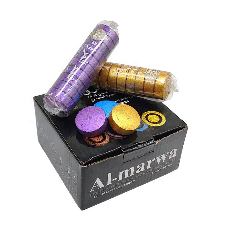 HQRM3380 HongQiang Quick Burning Wholesale Smokeless Colorful Charcoal Fast Burning Round Charcoal
