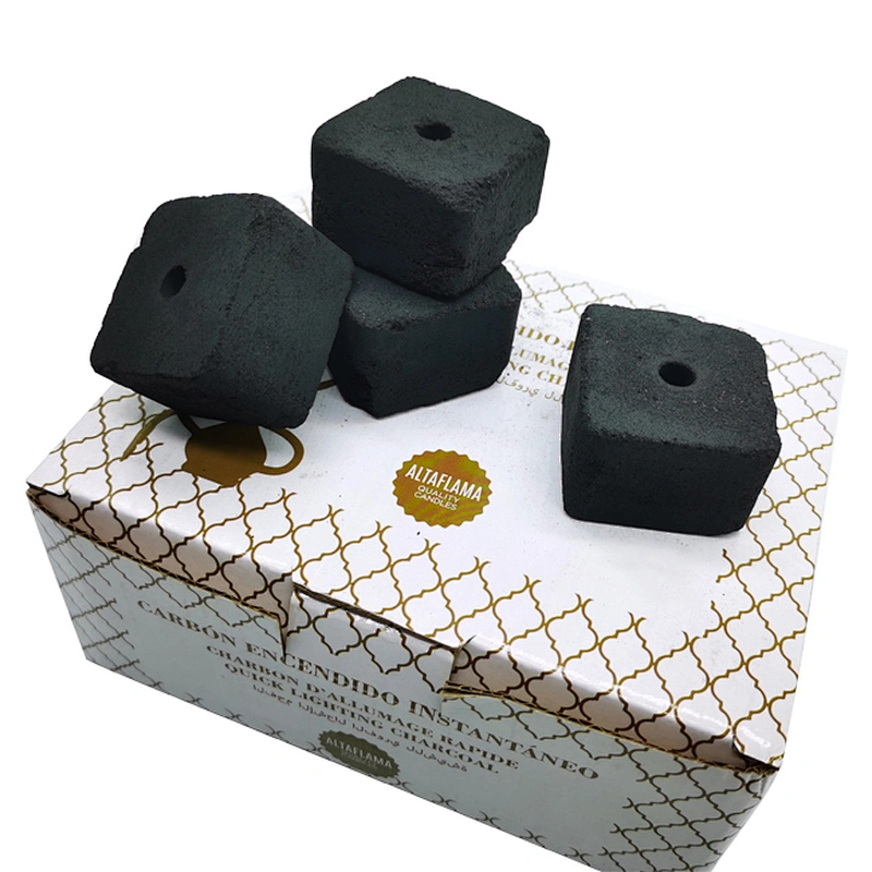 HQSH-4220 HongQiang Wholesale shisha hookah natural incense square fruitwood shell charcoal