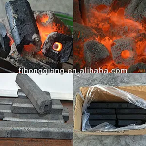 HQBQ0004 HongQiang 100% natural hardwood hexagonal sawdust briquette charcoal bbq charcoal