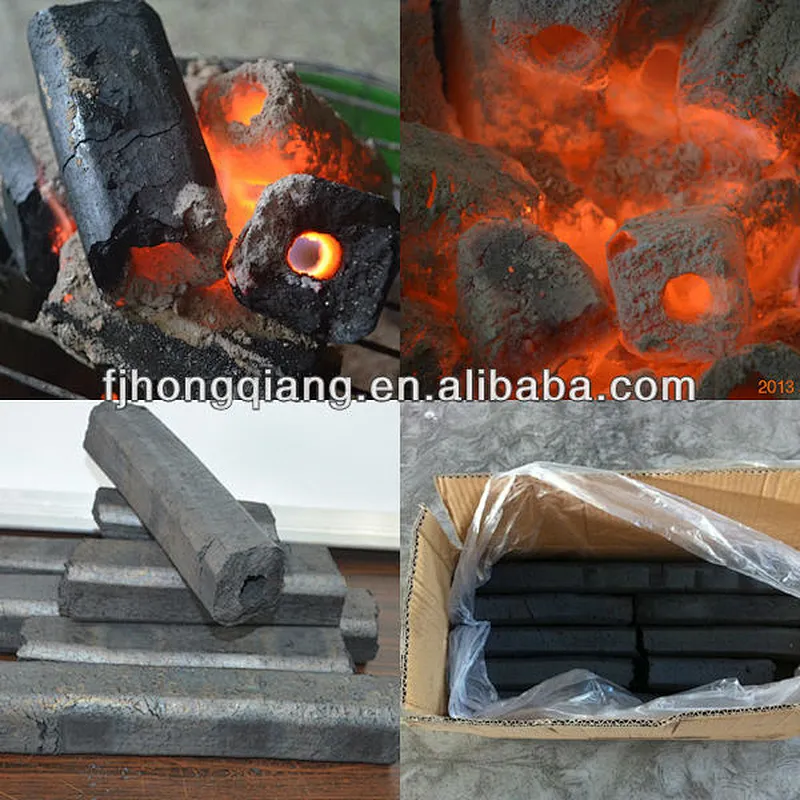 HQBQ0004 HongQiang 100% natural hardwood hexagonal sawdust briquette charcoal bbq charcoal