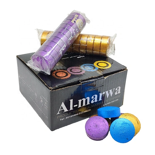 HQRM3380 HongQiang Quick Burning Wholesale Smokeless Colorful Charcoal Fast Burning Round Charcoal