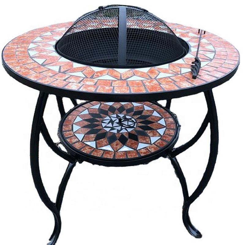 HQMF-R702 HongQiang Outdoor BBQ Grill Set Mosaic Fire Pit table  barbecue Tile Table