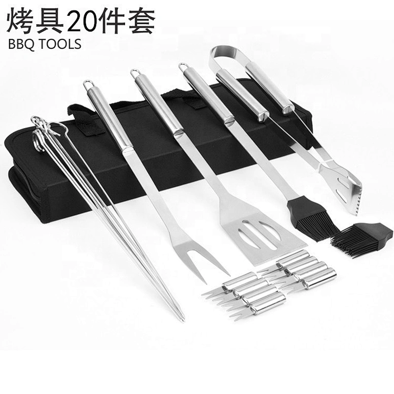 Hong Qiang Small Steel Barbecue Accessories Grilling Utensils Set Packed in Cloth Bag