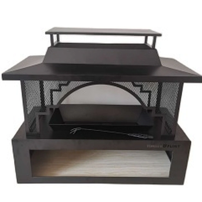 HQMF-S82431 HongQiang Mosaic Metal Fire Pit Table for Garden Outdoor Cooking BBQ Tile Table