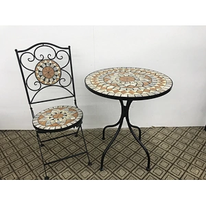 HQ-M0010 HongQiang mosaic table outdoor floding dining table bistro set with chair