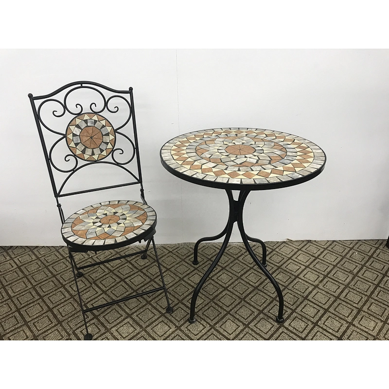 HQ-M0010 HongQiang mosaic table outdoor floding dining table bistro set with chair