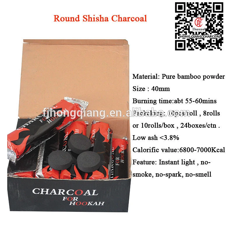 HongQiang Instant light fruit wood /bamboo round hookah shisha charcoal