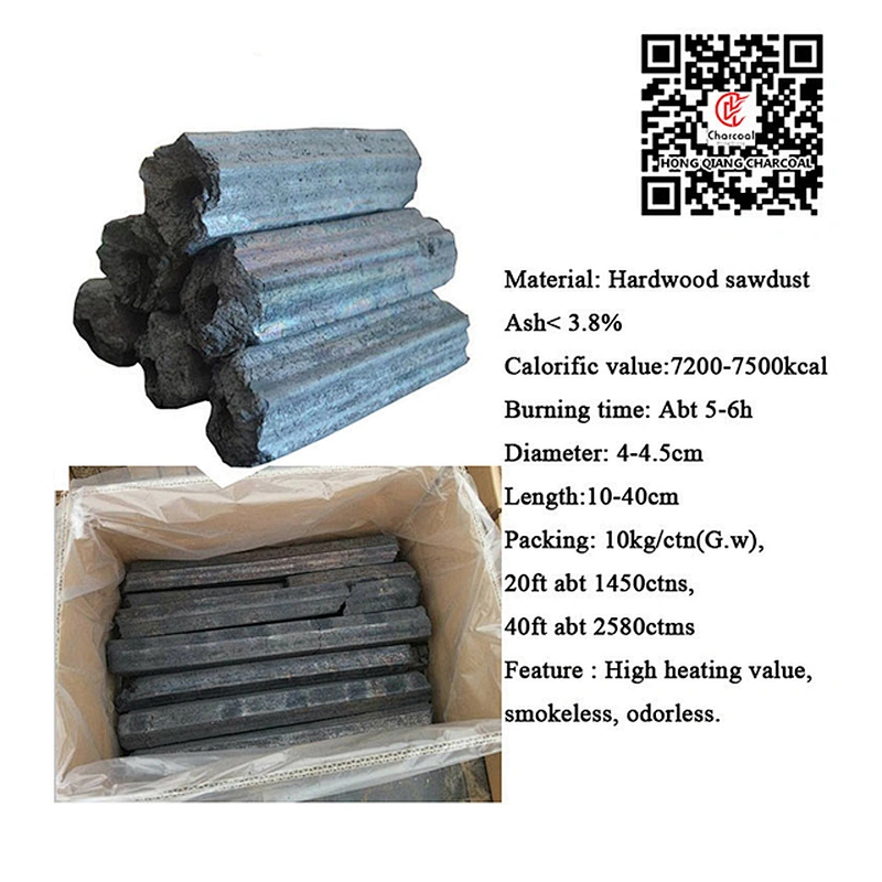 HongQiang Machine Made Wood Compressed Hexagonal Charcoal for BBQ