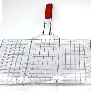 HQBG-01Hongqiang Hot selling Outdoor Tool iron Basket Wooden Handle BBQ Grill