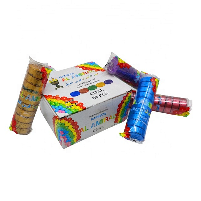 HQRM3380 HongQiang Shisha Charcoal Insense Coal Colorful Quick Burning Hookah Round Charcoal
