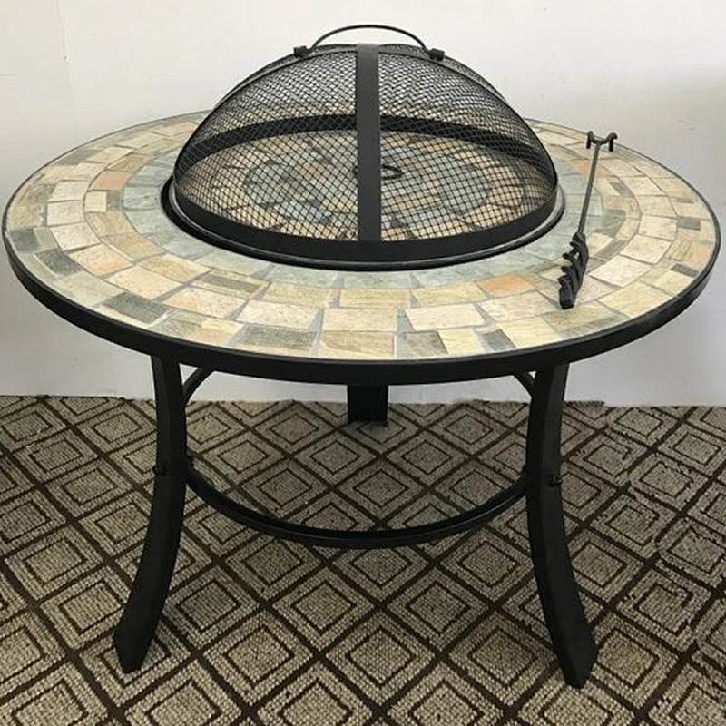 HQMF-R701 HongQiang Mosaic Fire Pit Table For Garden Outdoor Barbecue Cooking Table Stove Grill