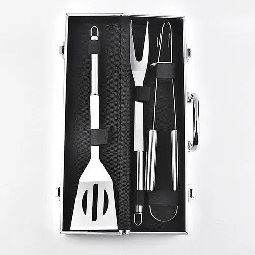 HongQiang  3PCS durable BBQ Grill tool set spatula fork tong