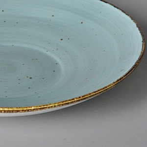 P&T hotel dinnerware unique design round dinner plate porcelain, porcelain soup plate,color glaze porcelain plate