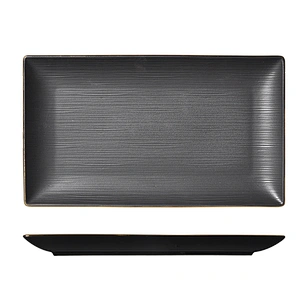 Restaurant Porcelain Matte Catering Luxury Black Rectangle Serving Plate