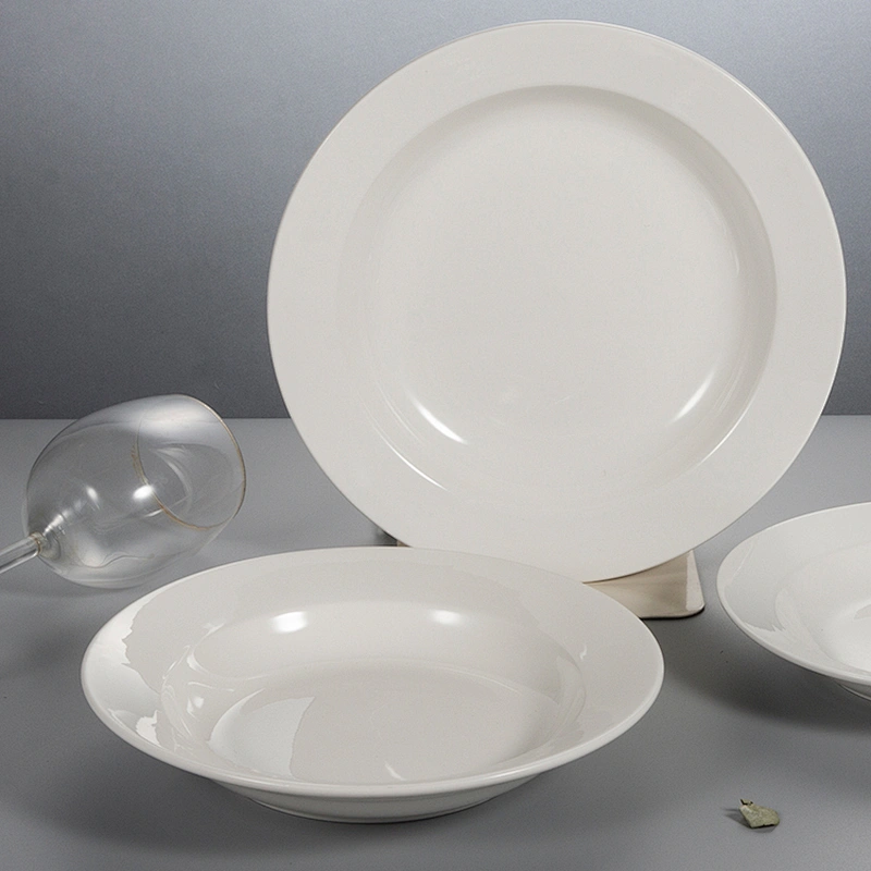custom logo round hotel restaurant porcelain ceramic dinnerware dishes dinner deep plates