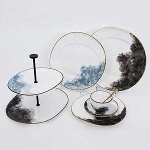 Wholesale Hall Event Restaurant Wedding Dinnerware Sets White Cheap Round Ceramic tableware For Dinner
