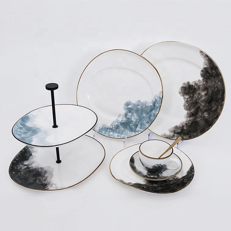 Wholesale Hall Event Restaurant Wedding Dinnerware Sets White Cheap Round Ceramic tableware For Dinner