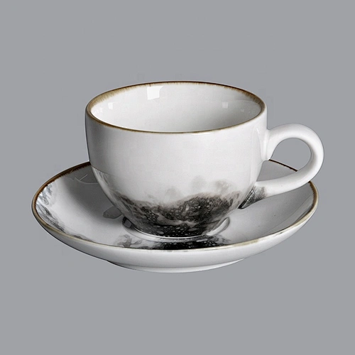 P&T Royal Ware factory wholesale custom restaurant glazed european ceramic tea coffee cup and saucer set porcelain