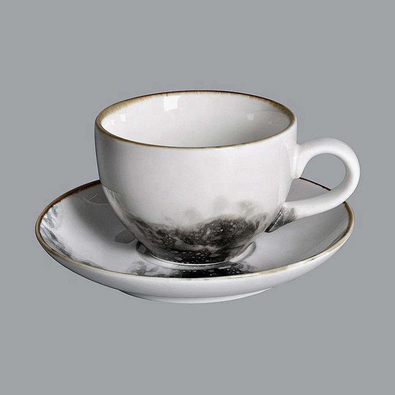 P&T Royal Ware factory wholesale custom restaurant glazed european ceramic tea coffee cup and saucer set porcelain