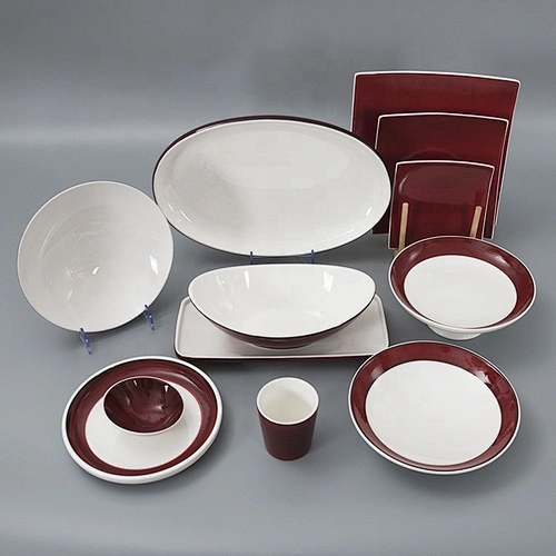 Wholesale Fancy Red Restaurant Catering Tableware Dinner Set Christmas Ceramics Dinnerware Sets