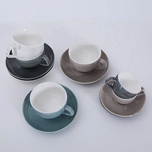 wholesale fancy round restaurant hotel porcelain ceramic coffee tea cup and saucer