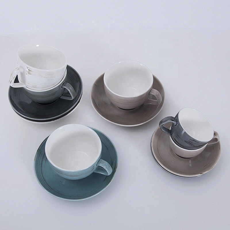wholesale fancy round restaurant hotel porcelain ceramic coffee tea cup and saucer