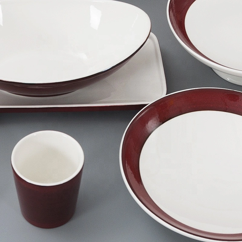 Wholesale Fancy Red Restaurant Catering Tableware Dinner Set Christmas Ceramics Dinnerware Sets