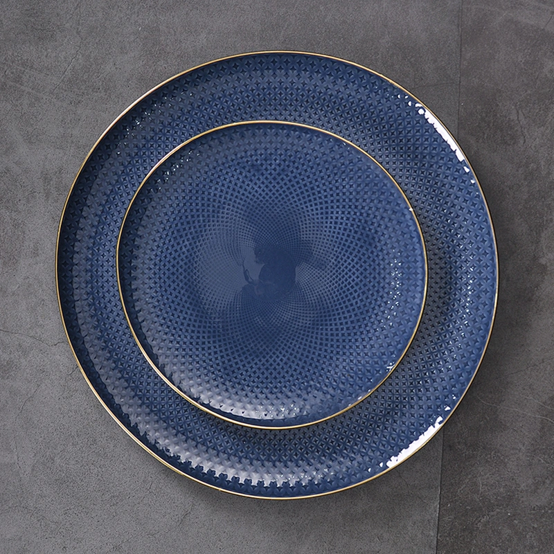 Mid east style senior deep blue bone China dishes, ceramic restaurant plates luxury plates16