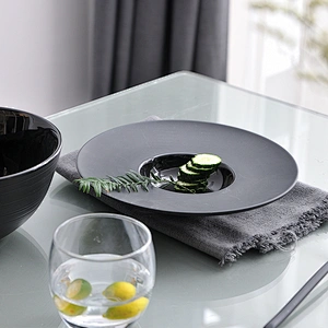 factory wholesale black deep porcelain hotel restaurant ceramic pasta plate