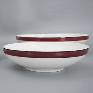 Manufacturer Nordic Round Red Glazed Deep Food Serving Ceramic Mixing Bowl