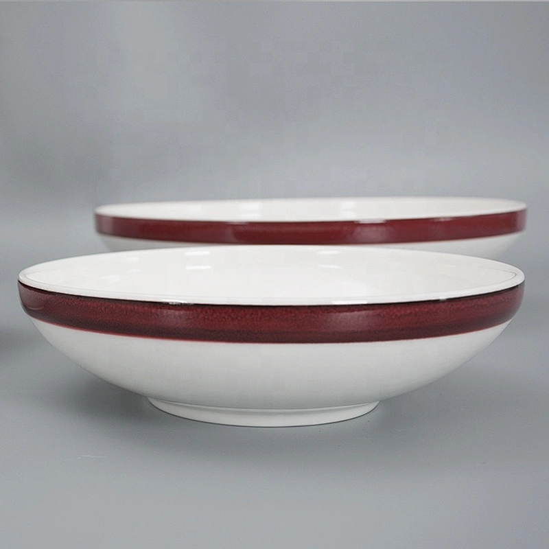 Manufacturer Nordic Round Red Glazed Deep Food Serving Ceramic Mixing Bowl