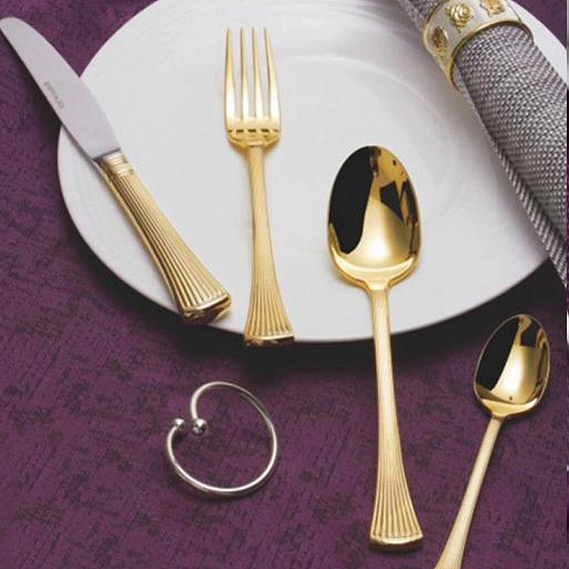 P&T Stainless Steel Silver and Gold Cutlery Set for Hotel