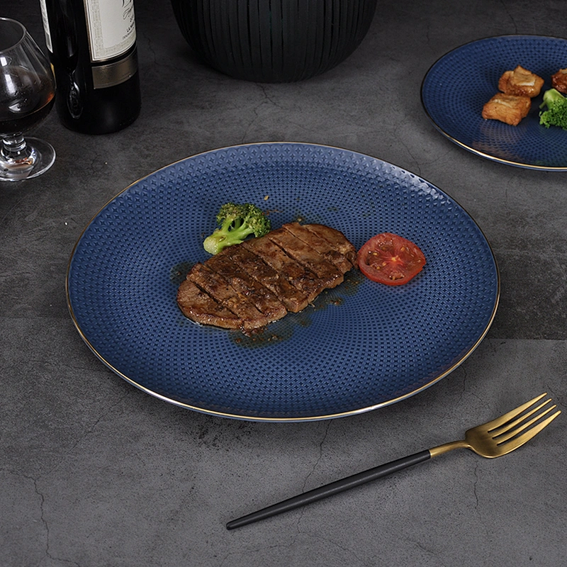 P&T Royal Ware Hotel Restaurant Catering Smooth Glaze Table-Top dinnerware 12 inch bone china plate with gold rim