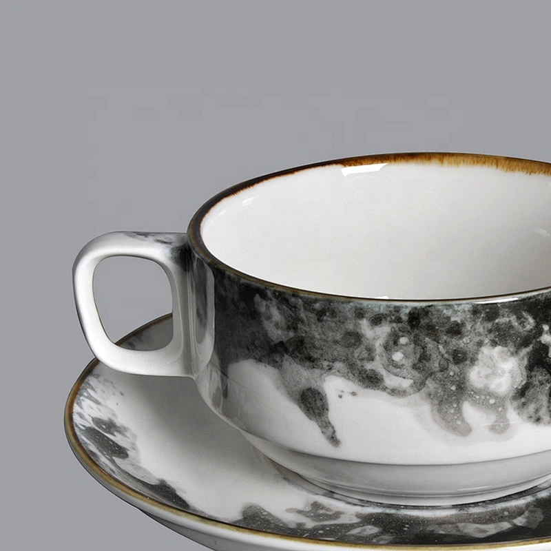 wholesale hotel restaurant new design porcelain soup cup ceramic with two handles