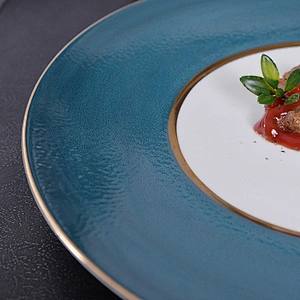P&T Romantic and Classic Plates with Gold Rim,Charge Plate Colorful Plates for Restaurant Royal Buffet Sets