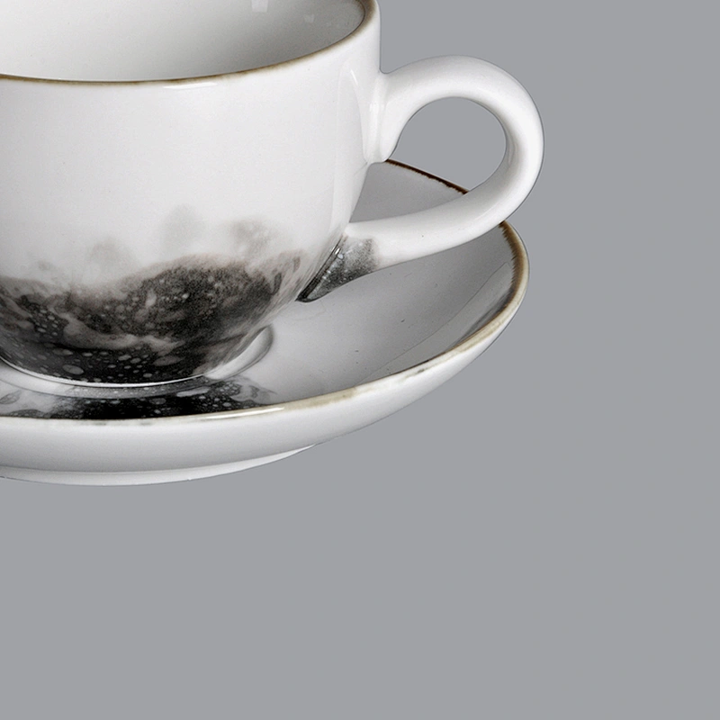 P&T Royal Ware factory wholesale custom restaurant glazed european ceramic tea coffee cup and saucer set porcelain