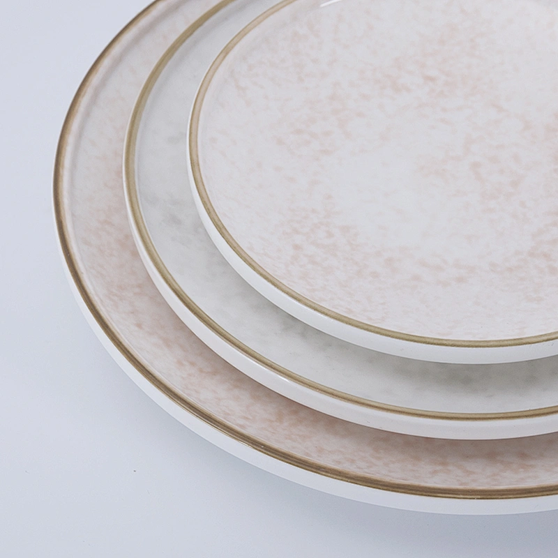new design nordic glazed wedding catering restaurant round ceramic dinner plate sets