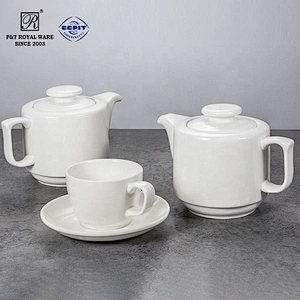 P&T royal ware wholesale cheap white hotel restaurnat porcelain ceramic tea pot