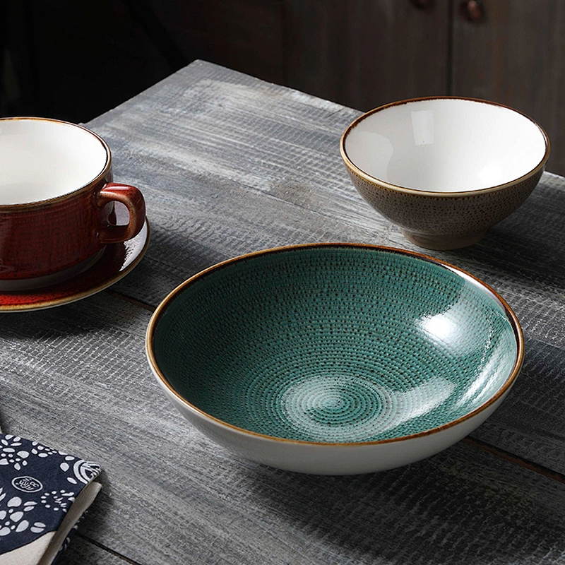 Smooth Glaze Table Top Tableware, China Hotel Under Glaze Blue Ceramic Plate Soup Plate