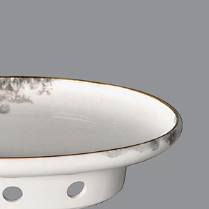 Wholesale large hotel restaurant oval ceramic porcelain fish plate with under warmer