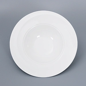 P&T Royal Ware custom elegant white round embossed ceramic restaurant soup plate