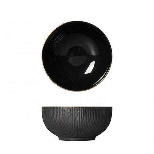 tableware set nordic black round black crockery porcelain ceramic restaurant hall rice bowl