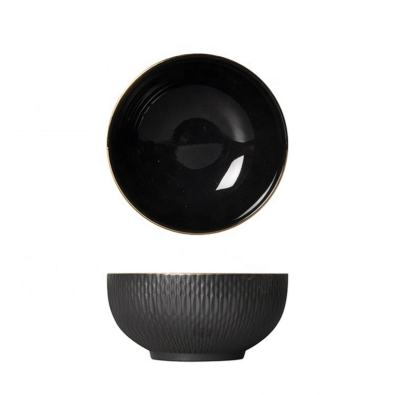 tableware set nordic black round black crockery porcelain ceramic restaurant hall rice bowl